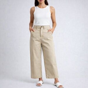 OAT New York High Waist Wide Leg Pants Size 12/31 Neutral Khaki Minimalist Chic